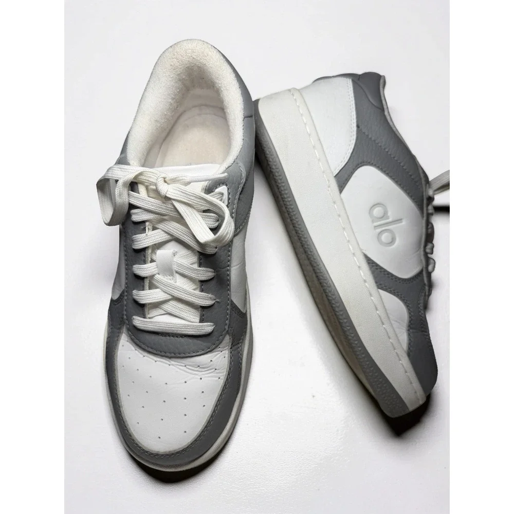 ALO Recovery Mode Sneakers Gray White Leather Unisex Women's 7.5 Mens Sz 6 EUC